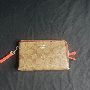 Coach Brown and Red Wristlet-excellent shape-#440